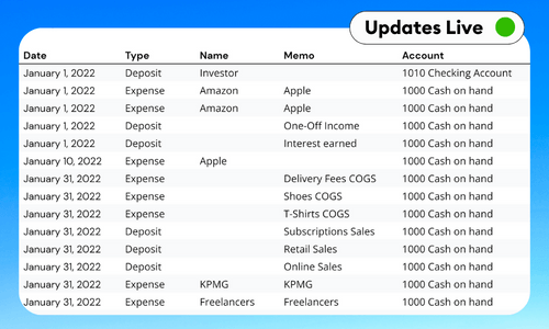 QuickBooks Transaction List Report - Google Sheets & Excel