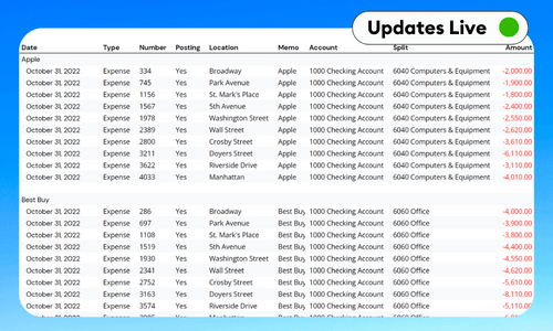 QuickBooks Transaction List by Vendor Report Template - Google Sheets & Excel