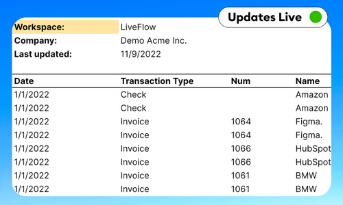 LiveFlow - Live Functions Template & Guide - Google Sheets & Excel