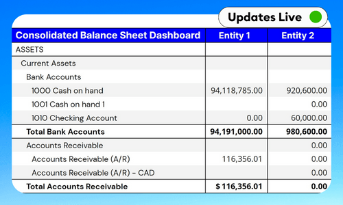 Customized Mapped Consolidated Balance Sheet Template For Google Sheets & Excel