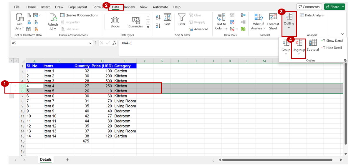 How to Group and Ungroup Rows in Excel | LiveFlow