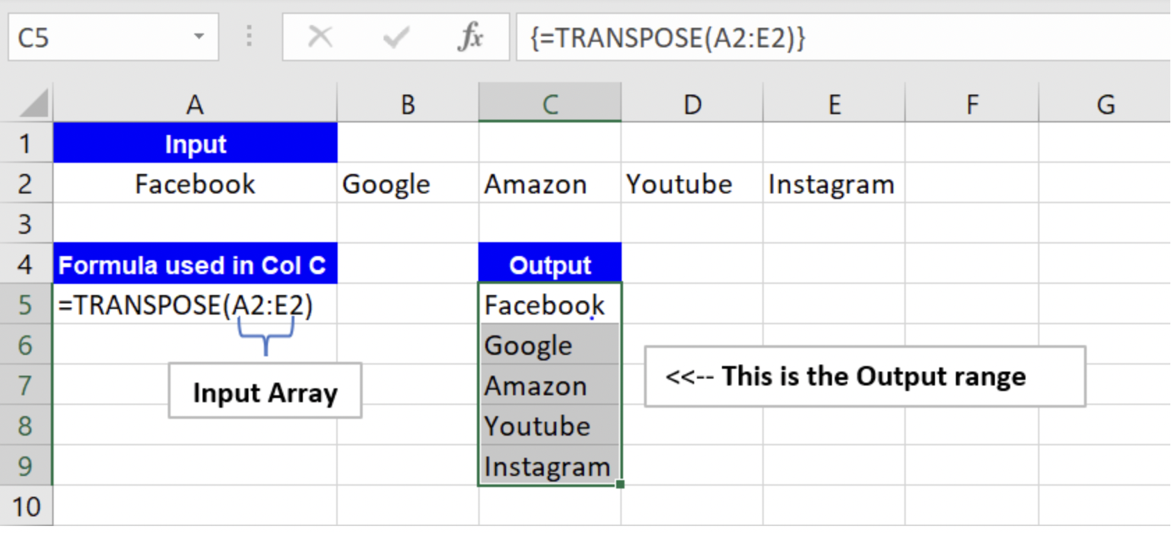 How To Create A Transpose Array In Excel at Angela Mercier blog