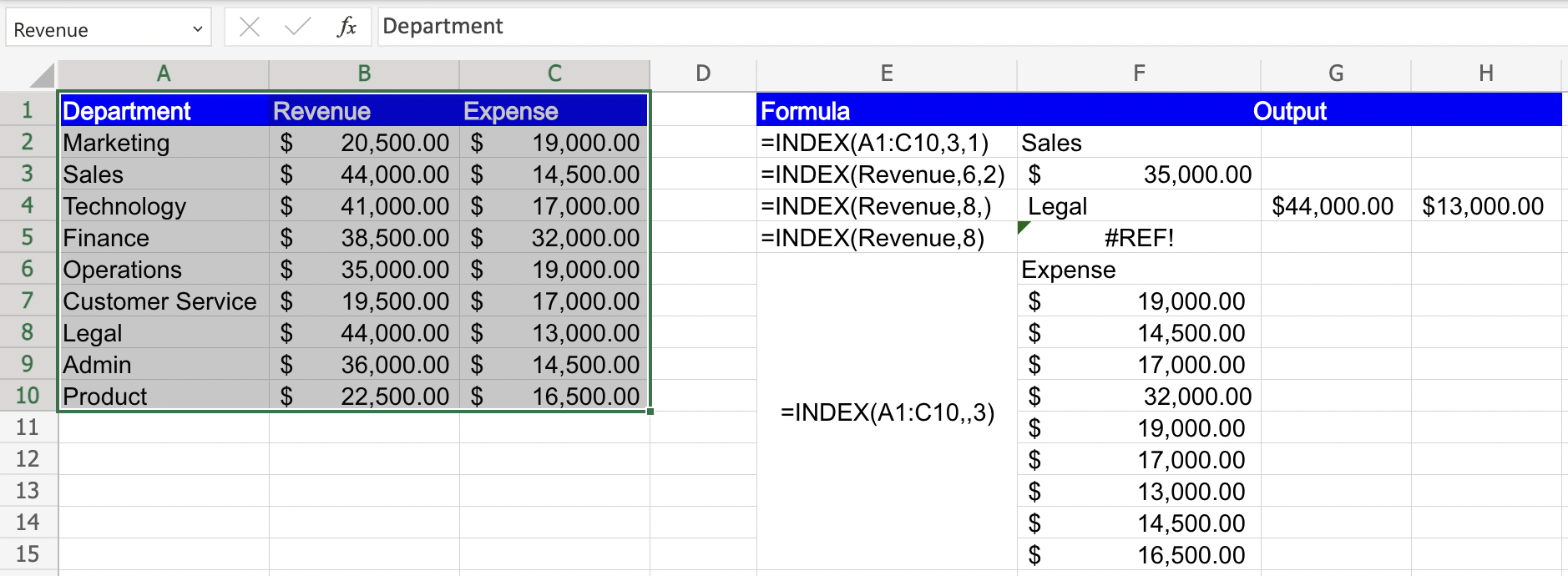 Index Function In Excel Explained - Free Worksheets Printable