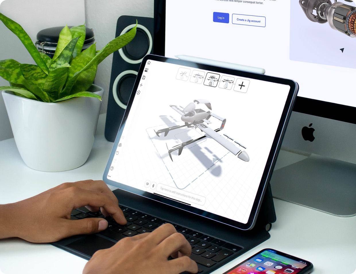User using JigSpace on tablet