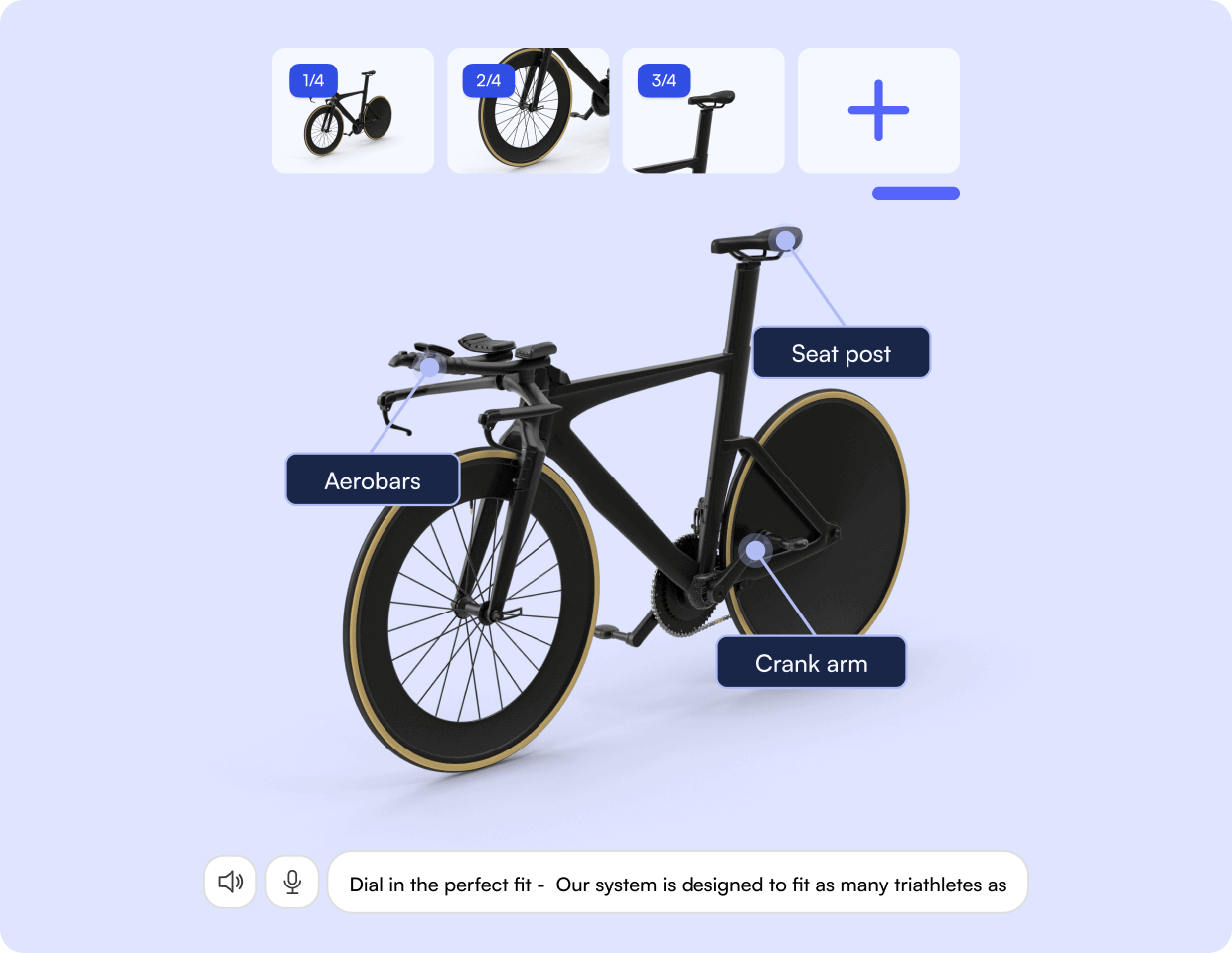 A bike Jig with 3 steps and labels showing different parts of the bike.