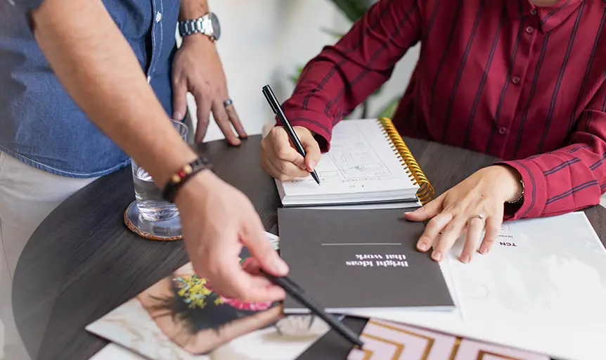 The Brisbane graphic design specialists TCN discussing a recent project.