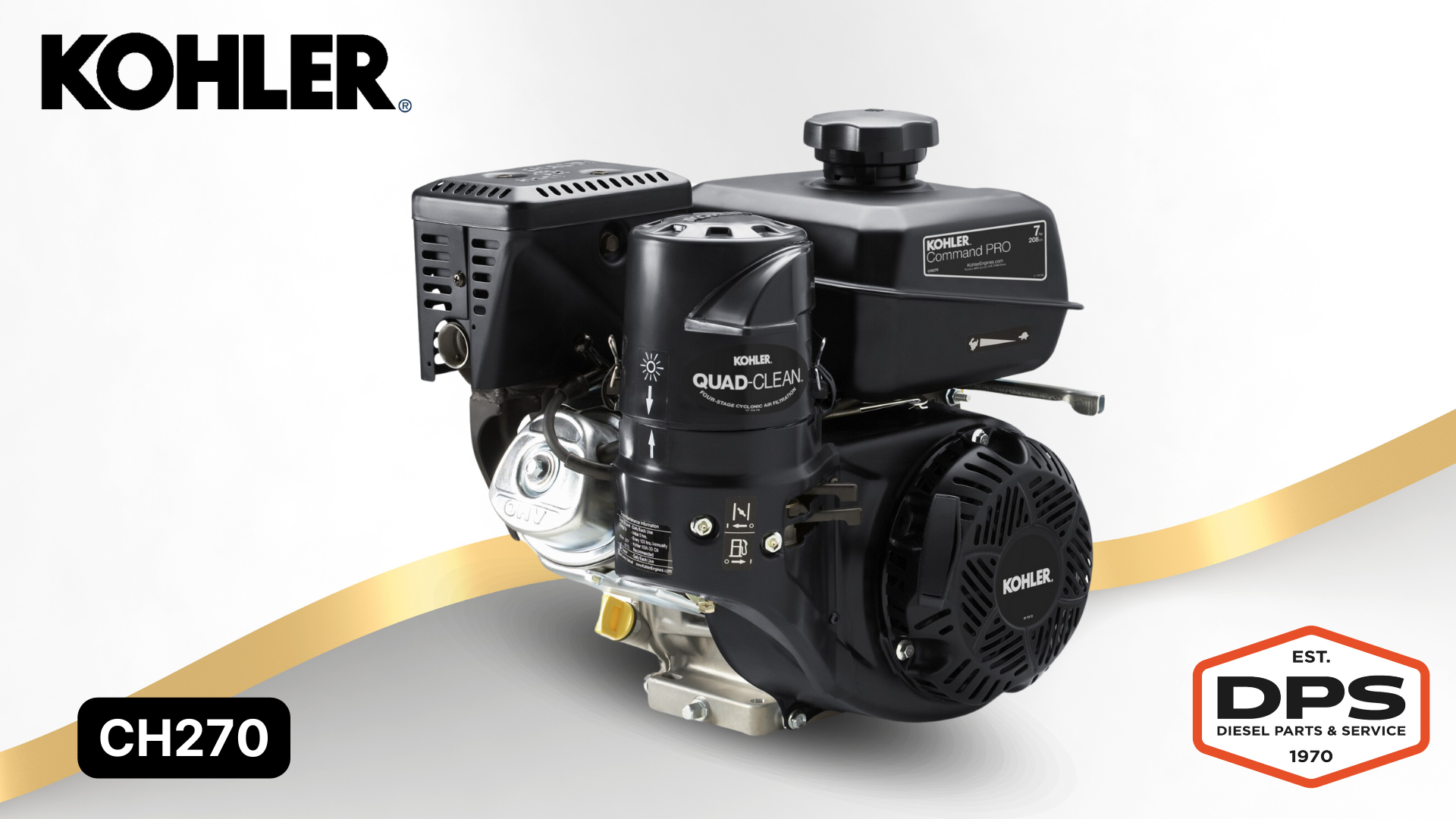 Kohler CH270 / Lombardini 7hp Gas Engine – 5.2kW, 4-Stroke, Horizontal Shaft, PA-CH270-3216