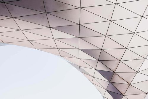 Metal structure with triangle lines with gray background