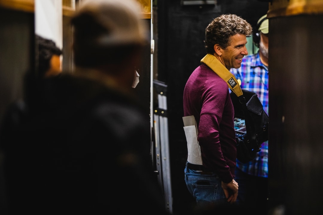 Chris working on set