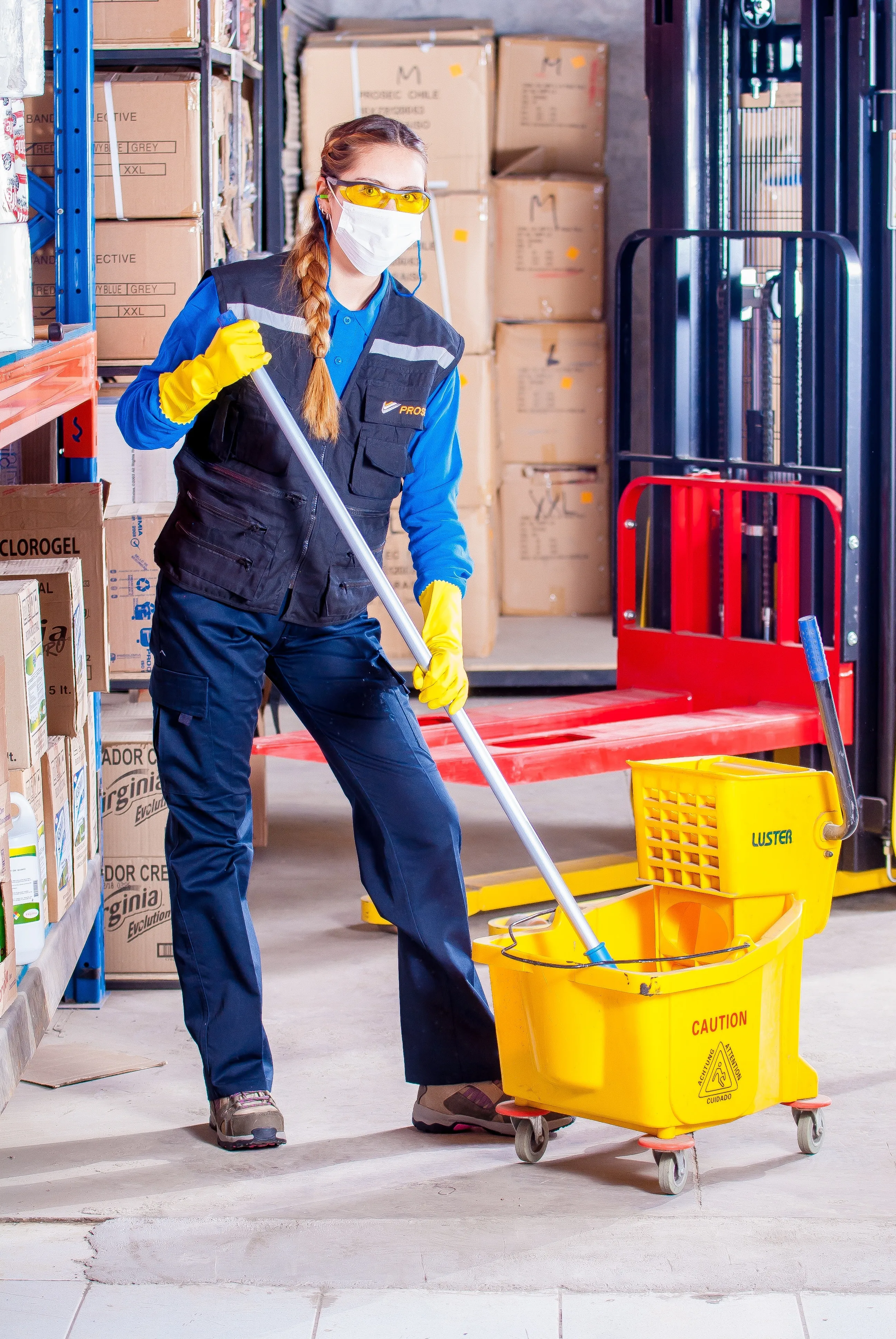 worker mopping the floor