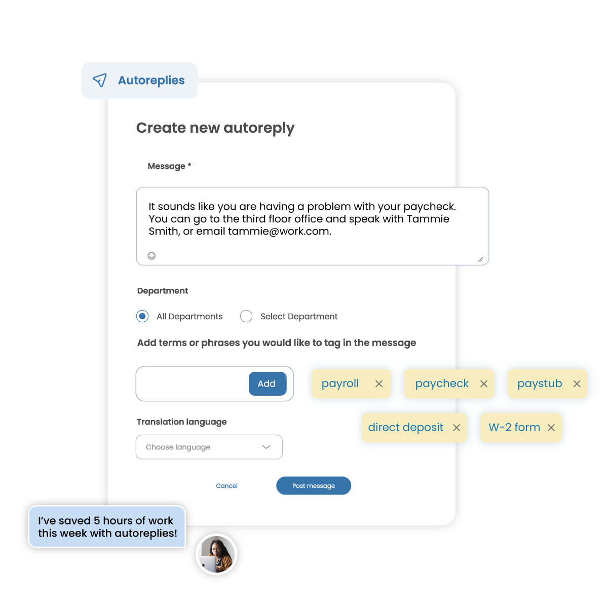 messaging visual with autoreply