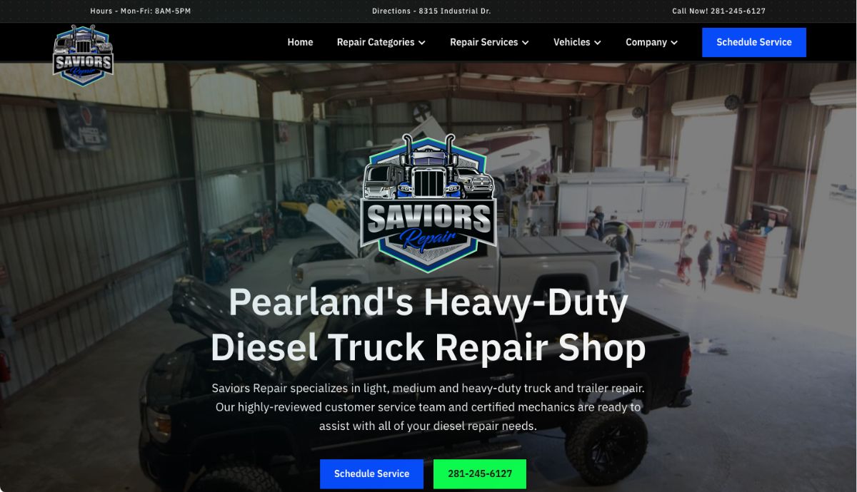 Diesel Truck Repair Shop in Pearland, TX Saviors Repair