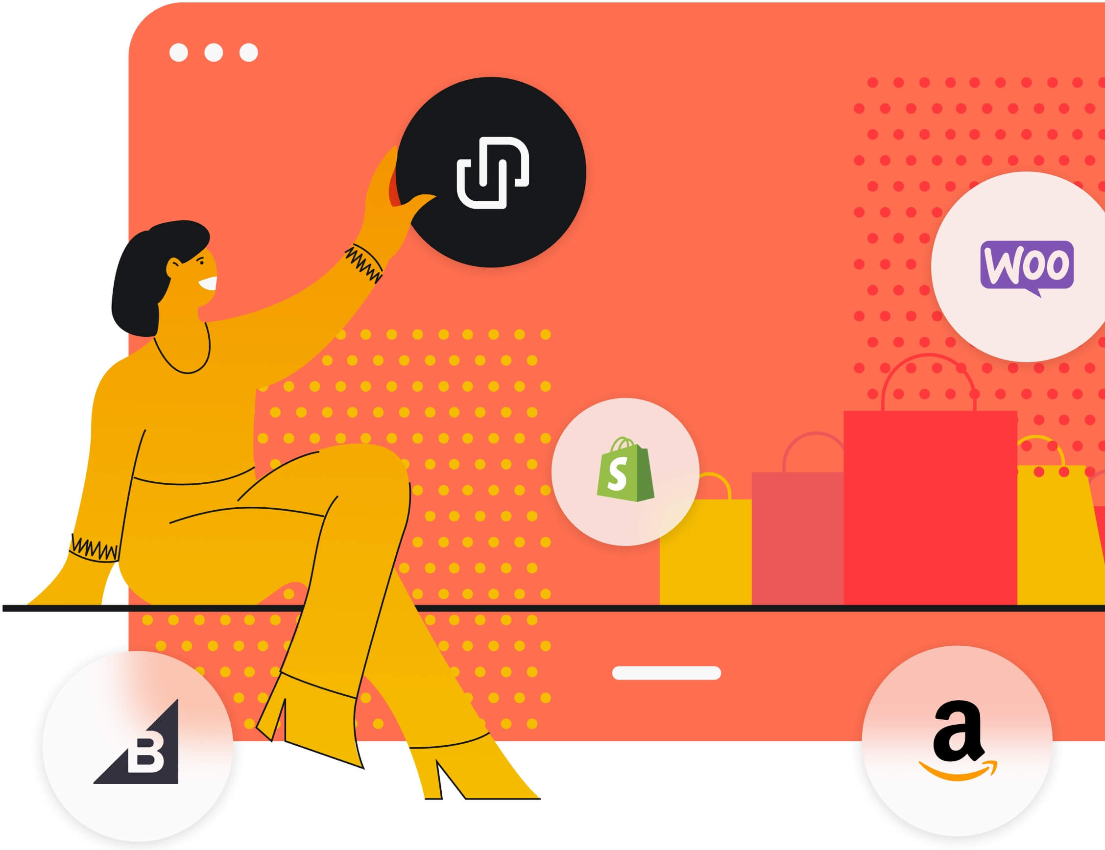 header image of Rutter's commerce homepage featuring Shopify, Amazon, and Woo Commerce, etc. logos