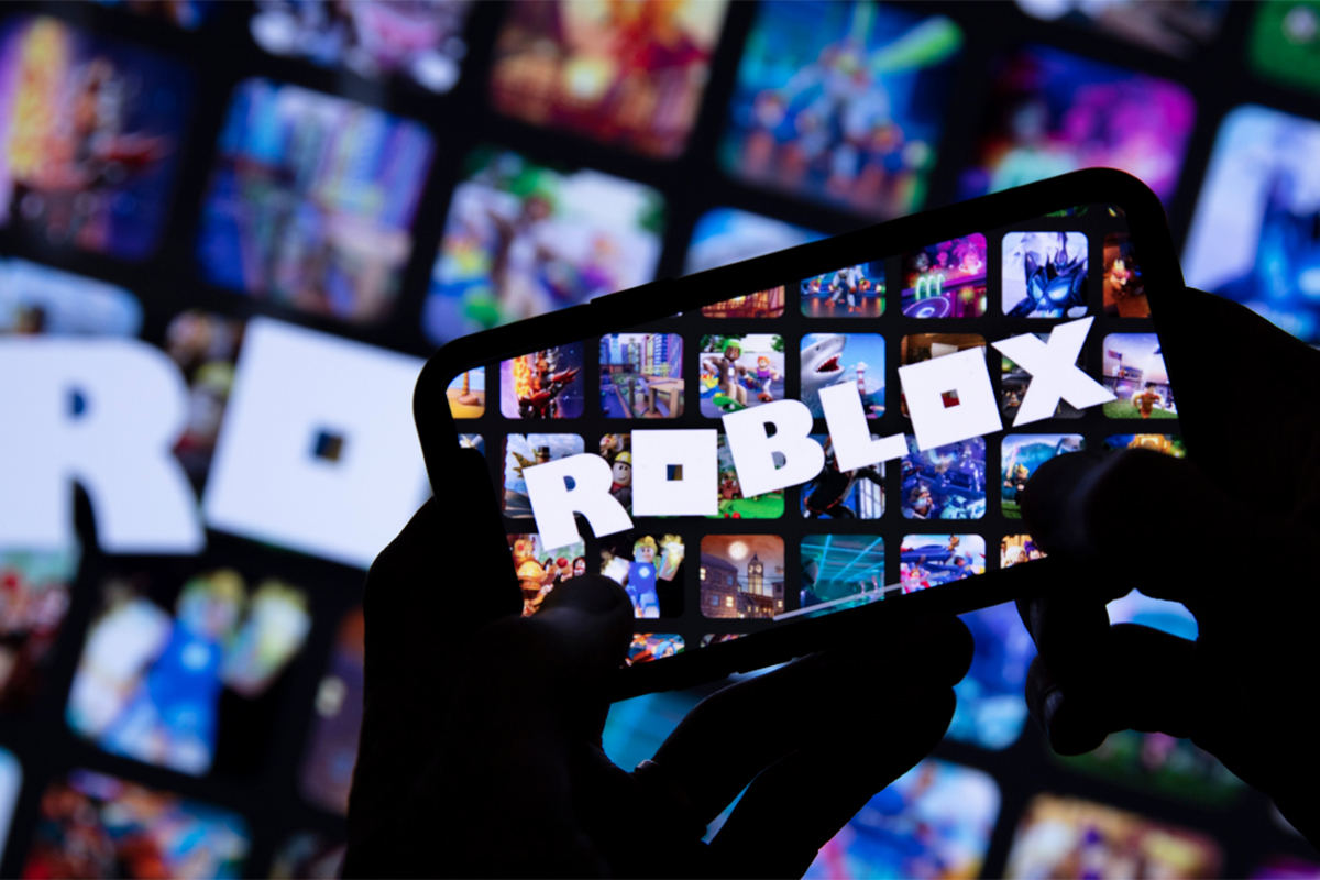 Someone using Roblox on their mobile device.