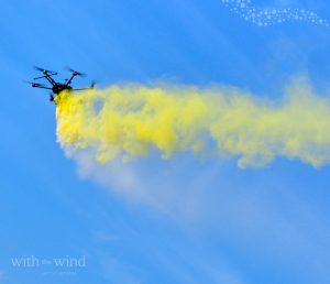 Drone scattering service With The Wind can combine cremated ashes with environmentally-friendly coloured powders for a spectacular memorial.