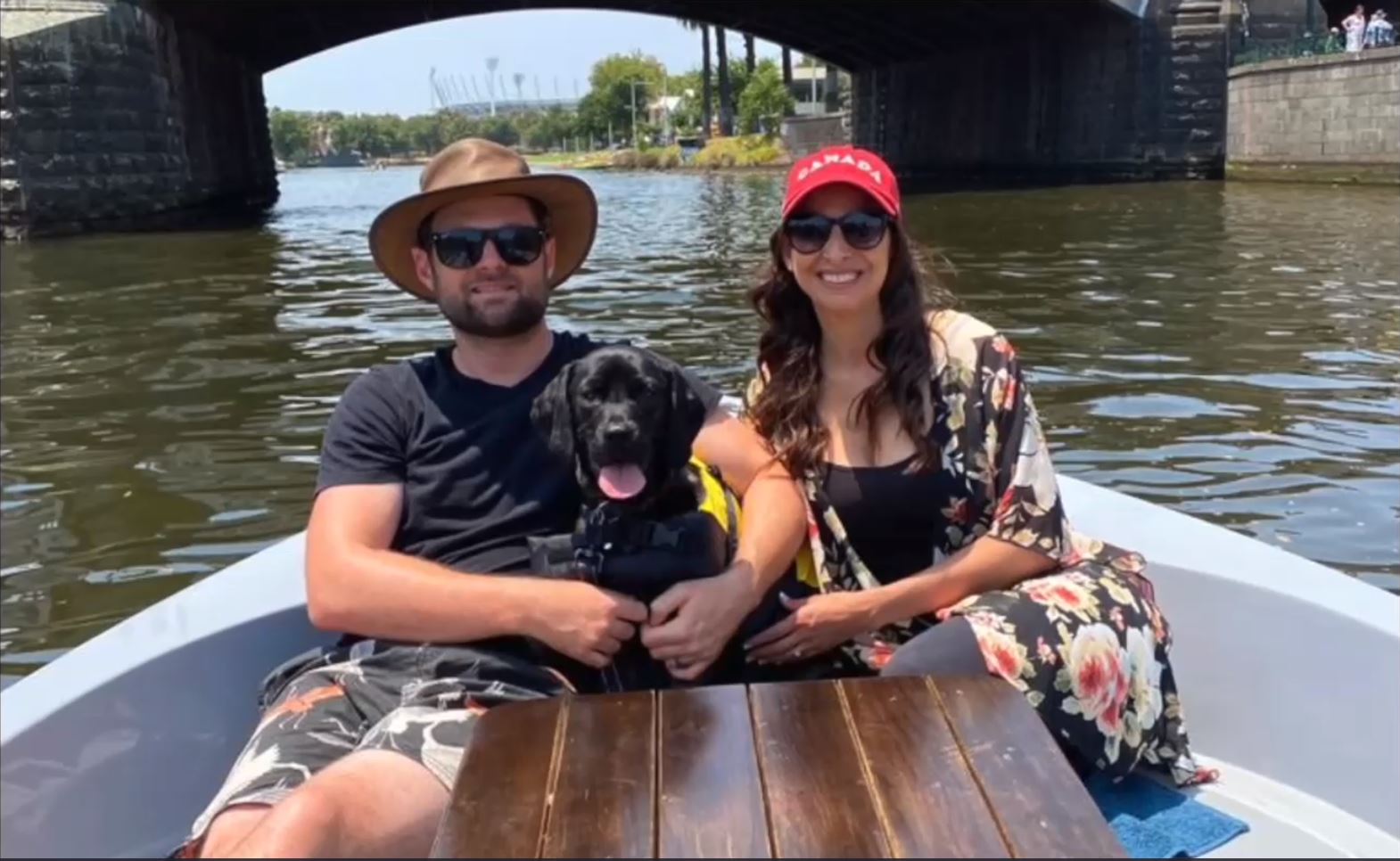 A photo of Bare co-founder Cale with his wife and dog, shown during his living funeral.