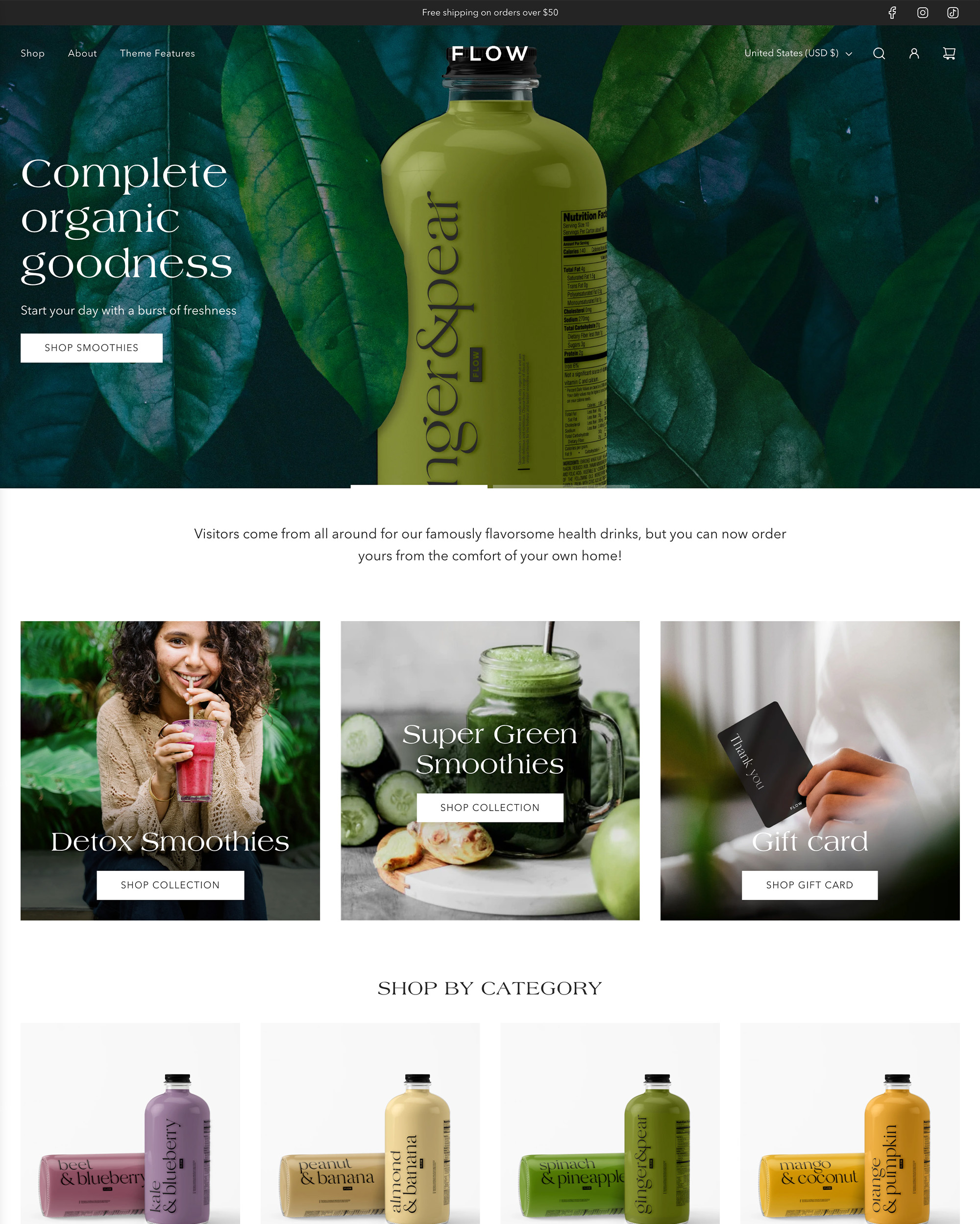 One of Shopify’s most popular premium themes. Flow is sharp and minimalist, and puts your products front and center with large, eye-catching imagery. Includes three extremely customizable styles.