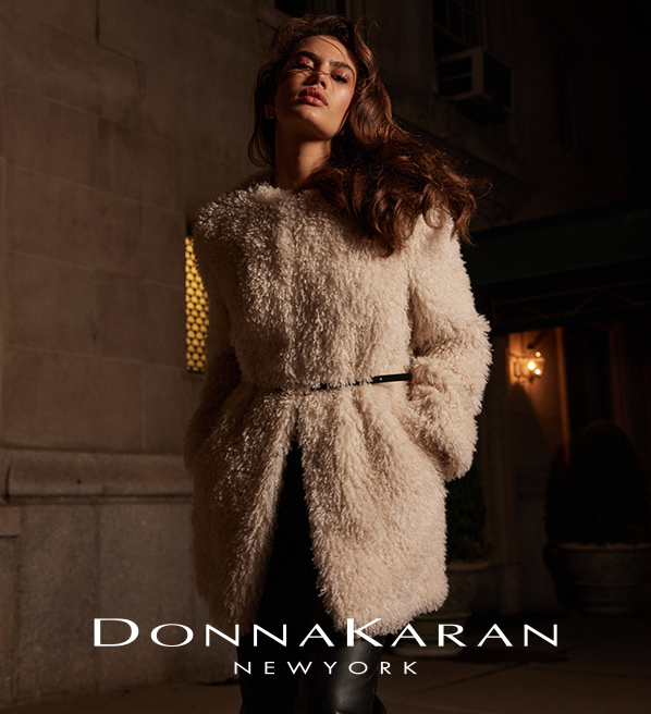 Donna Karan New York model in black dress