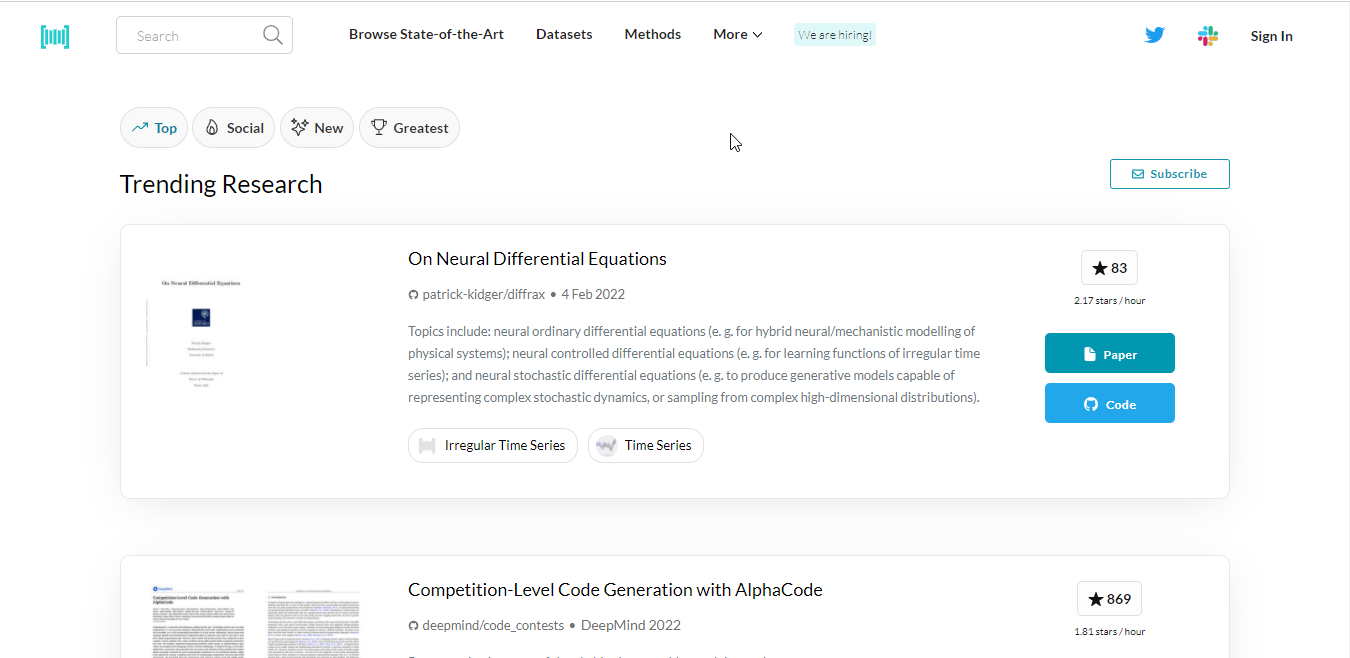 Papers with Code - Features, Reviews, Alternatives | VC Stack