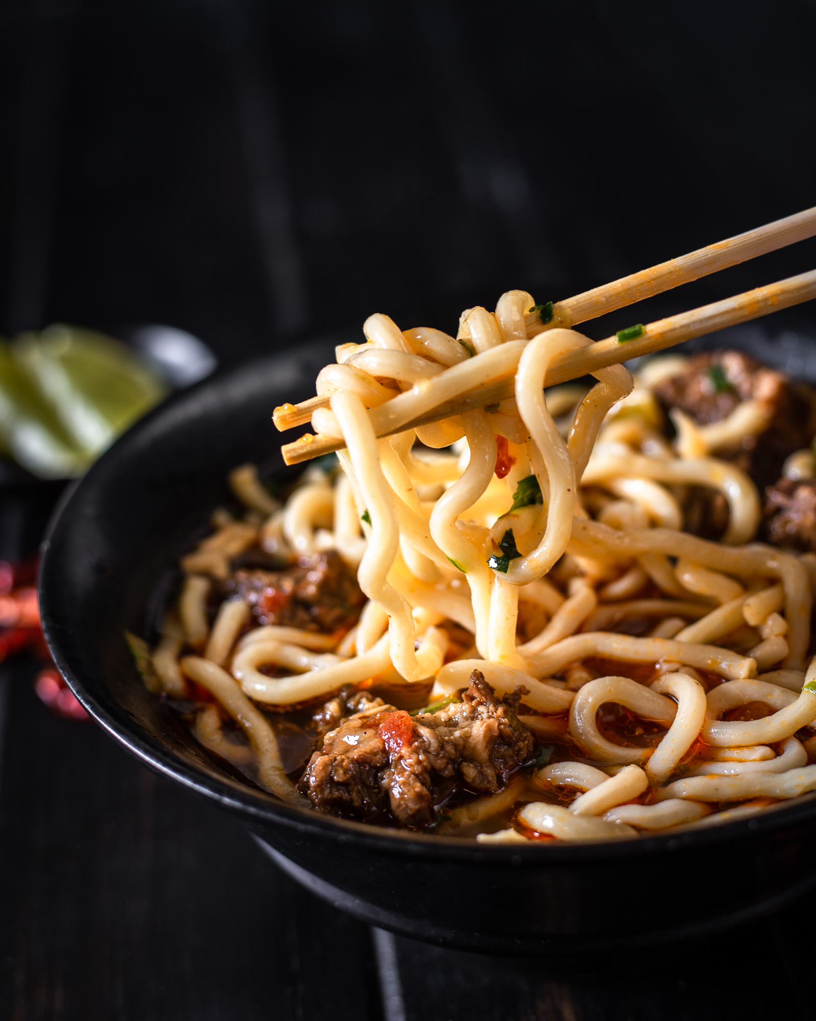 Spicy Beef Udon Noodle Soup with Hot Chili Oil JFC International
