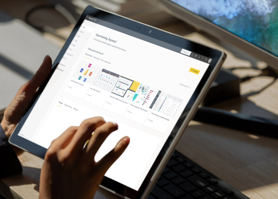 Tablet showing data from Microsoft PowerBI