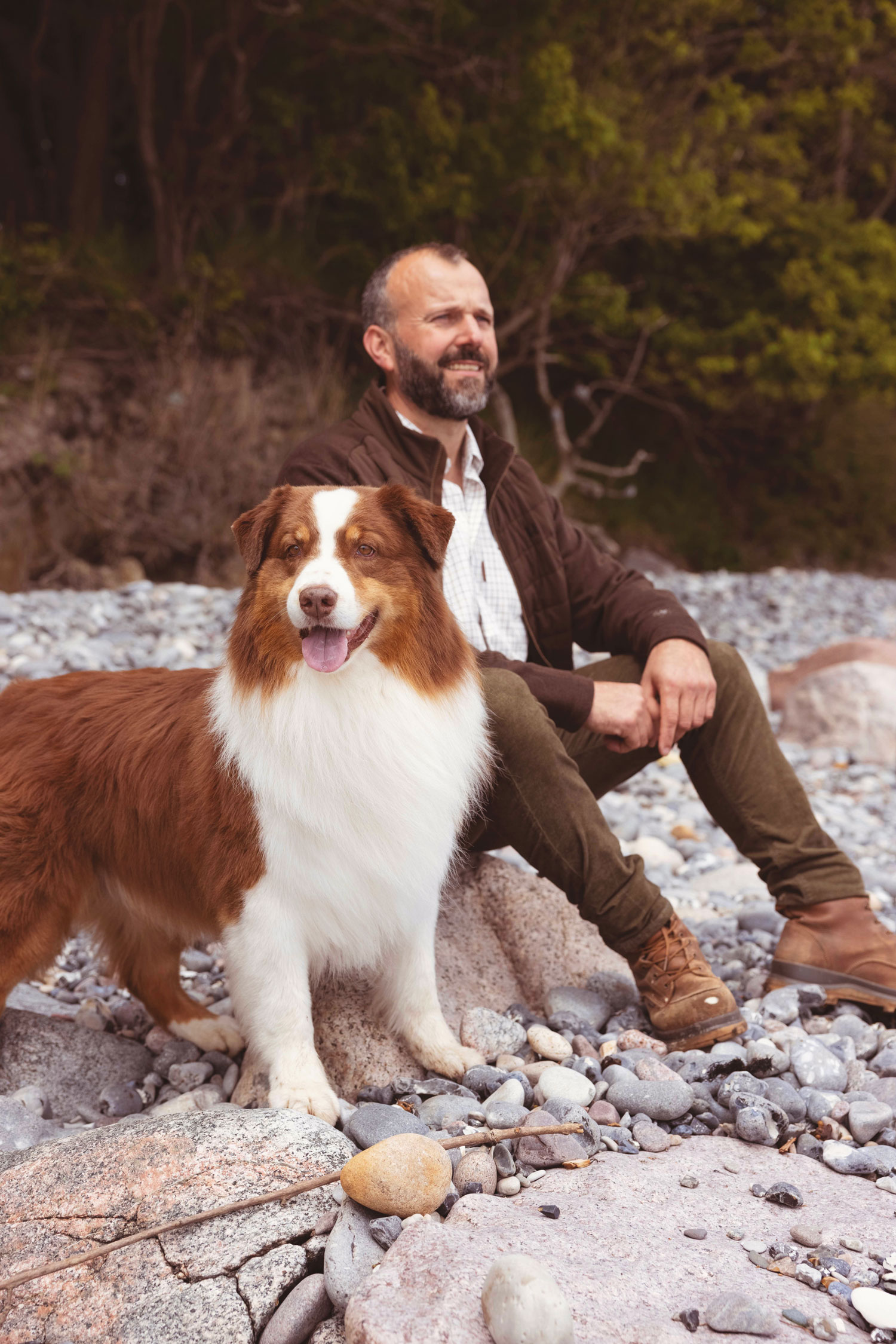 Man and dog on the beach