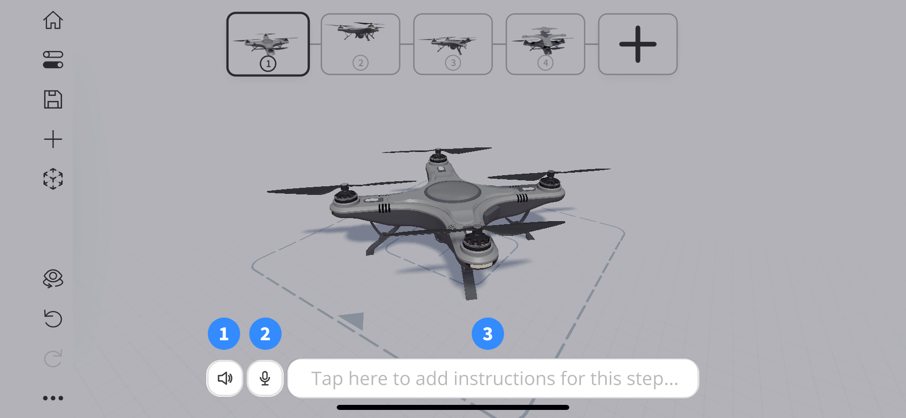 Instruction panel marked out in the app