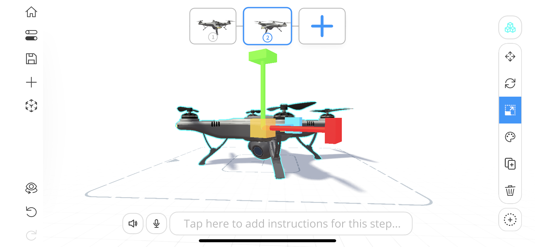 Scaling tool activated in the app