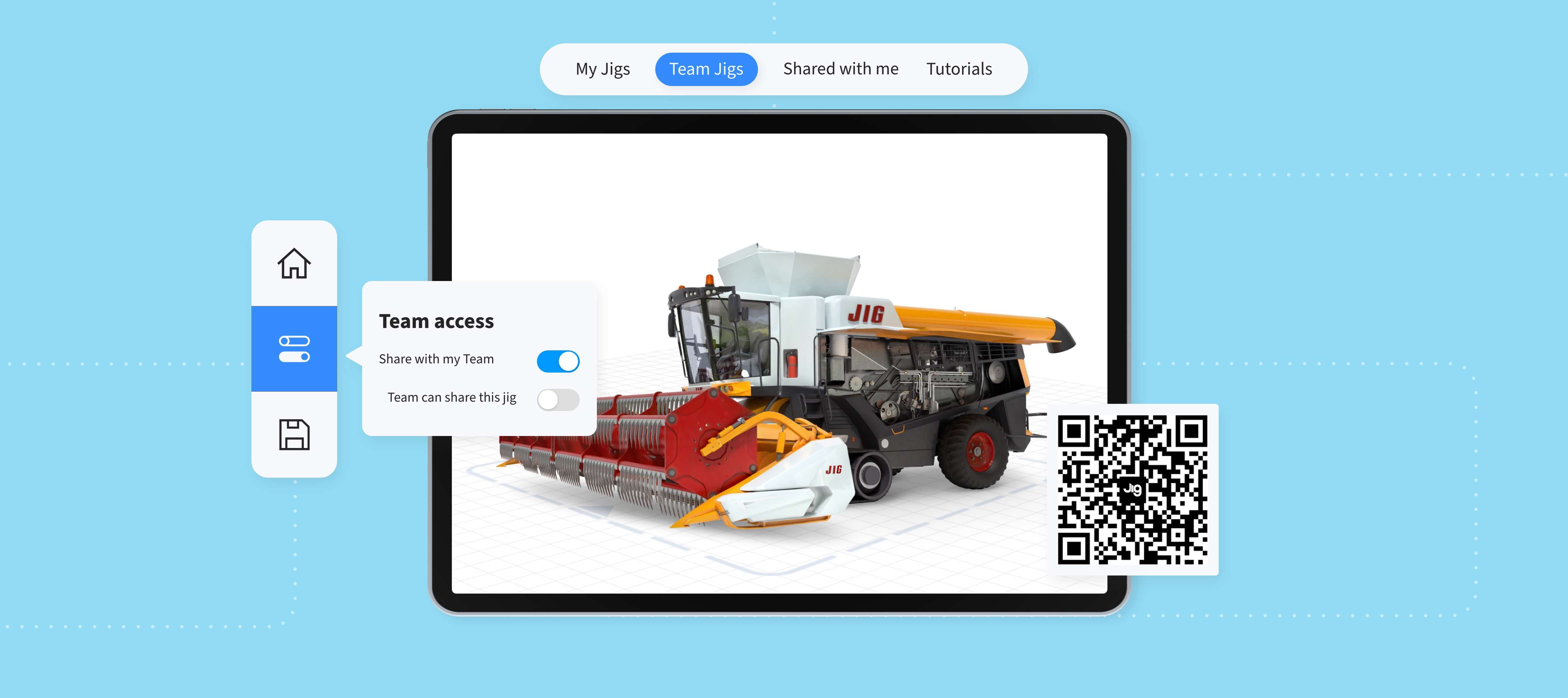 It is now easier to share Jigs in teams and via QR codes in app
