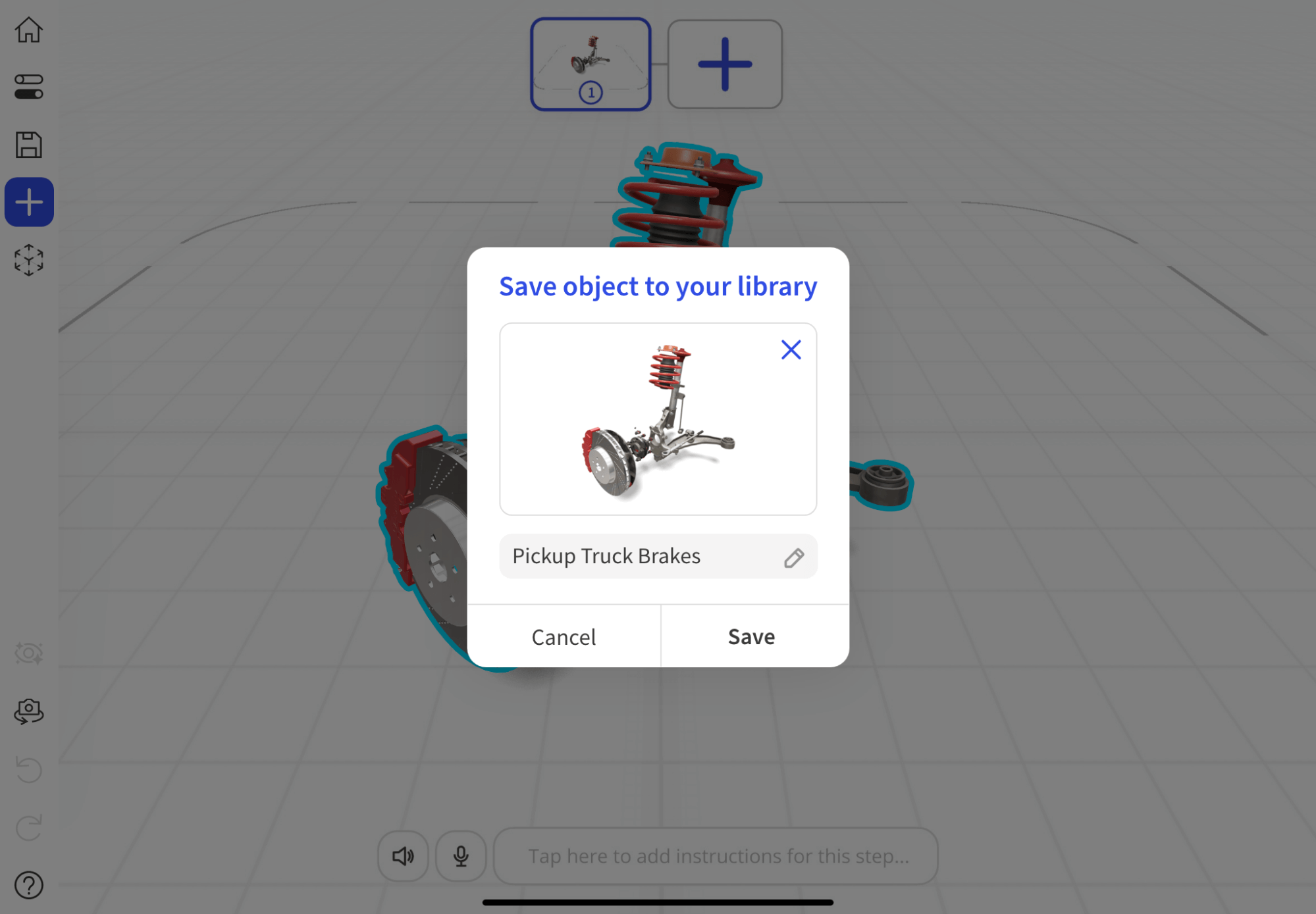 Add a thumbnail and name when you Save 3D Object to your library