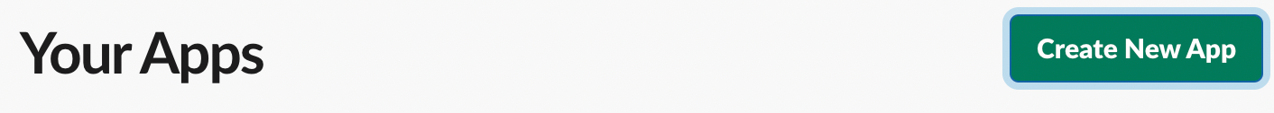 Screenshot from the Slack user interface showing the Create New App call-to-action