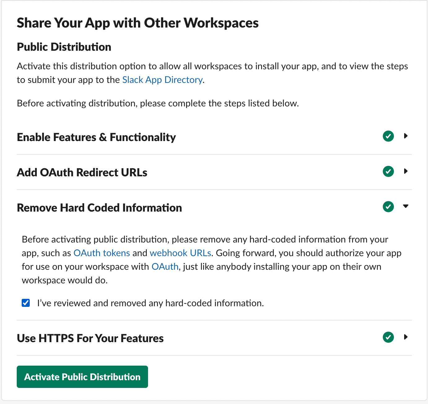 Screenshot of the Slack user interface Share Your App with Other Workspaces wizard