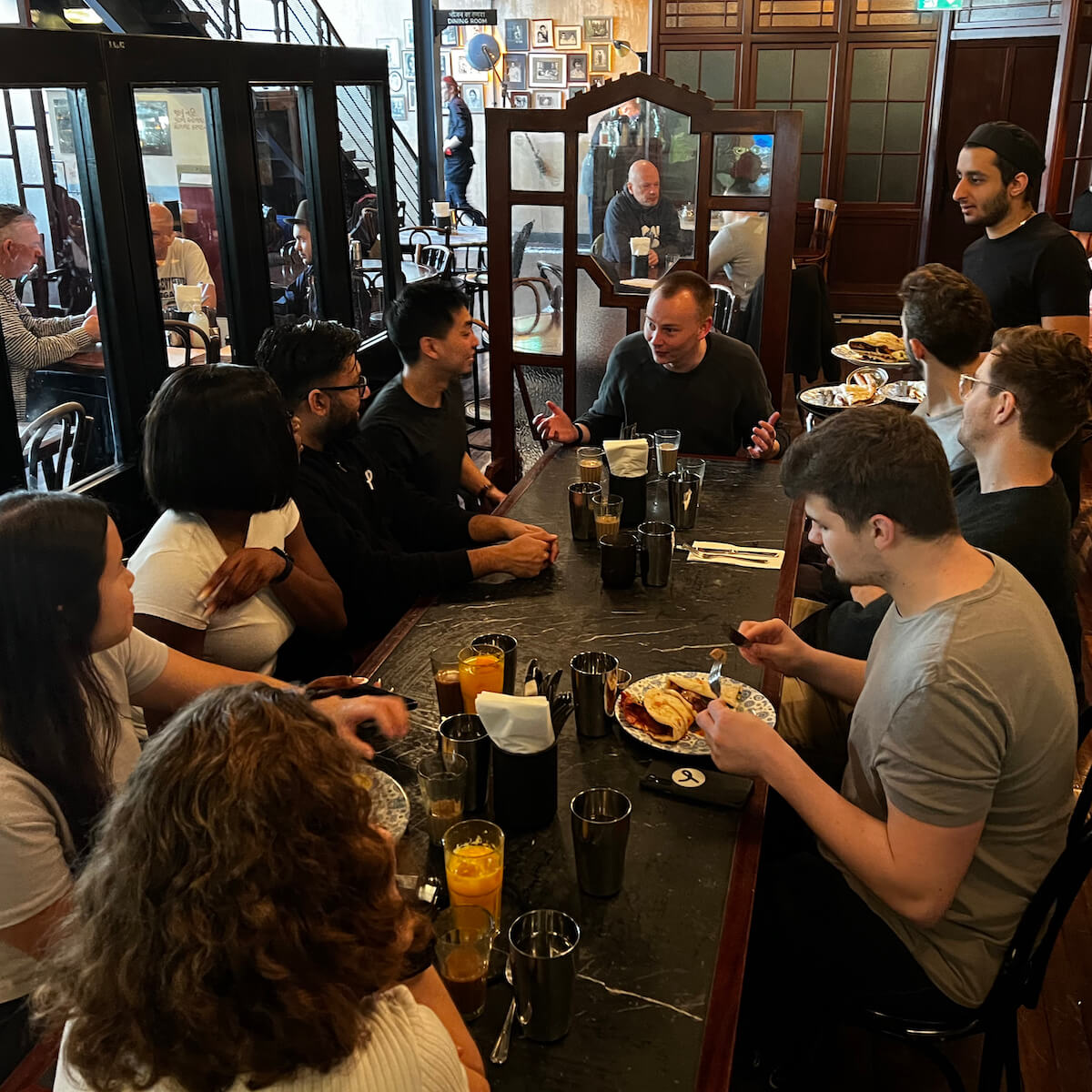 The Yonder team enjoying a breakfast at Dishoom restaurant in Kings Cross