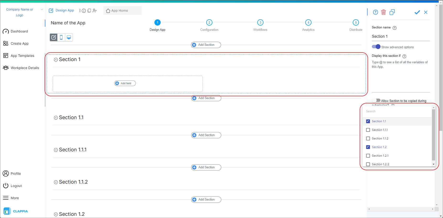 Managing nested sections