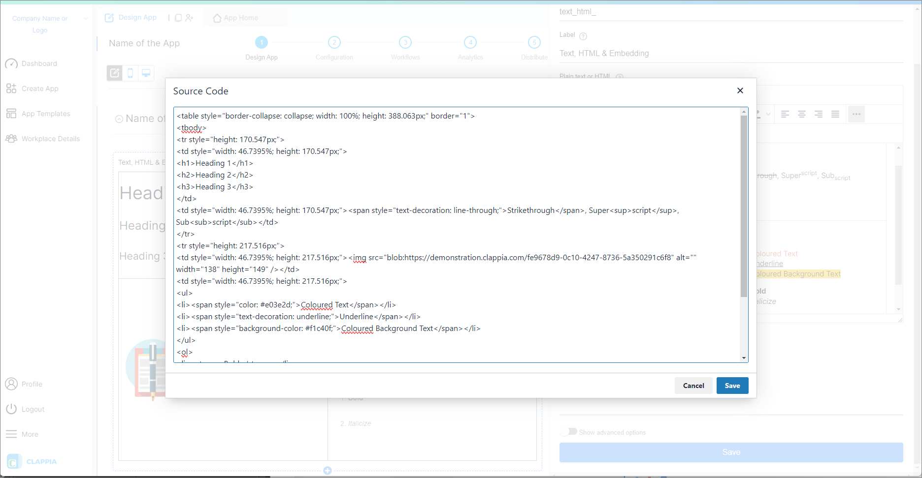 Text, HTML, and Embedding | Clappia
