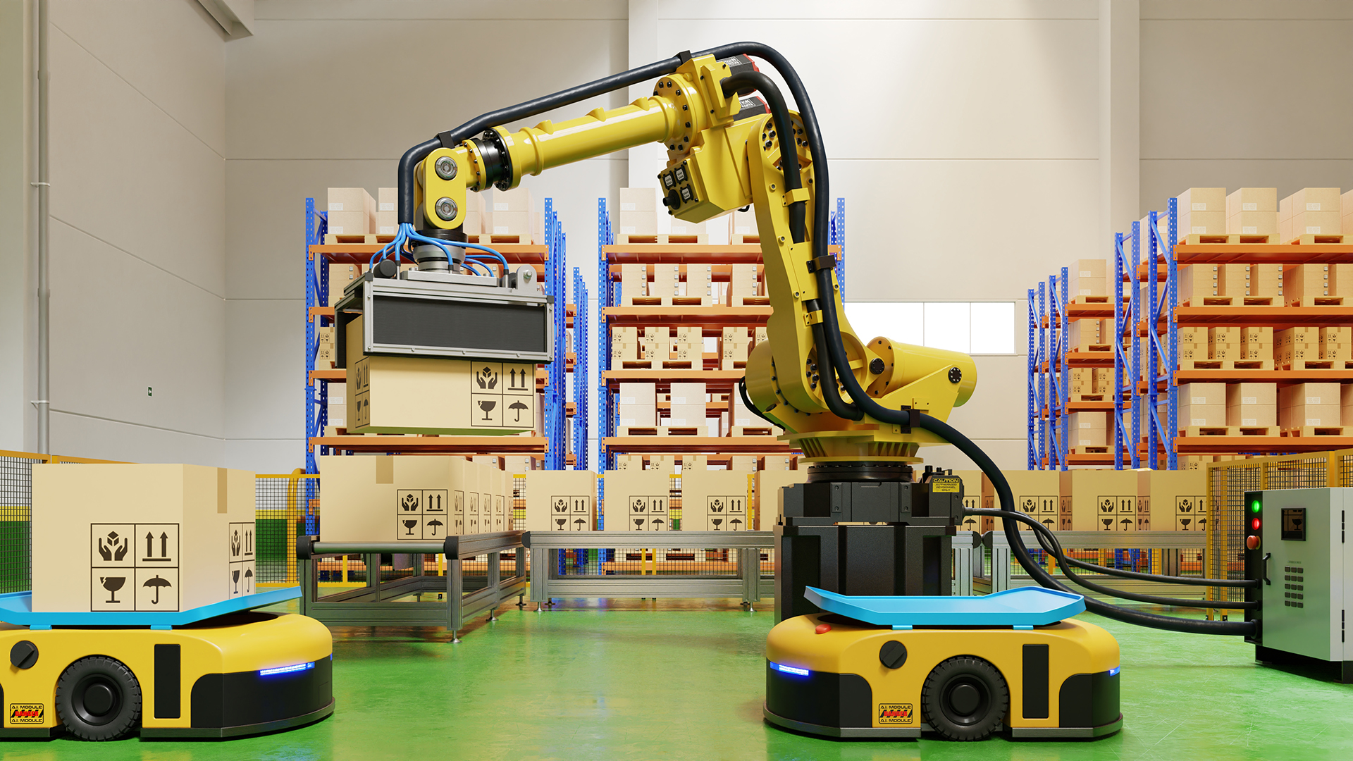 2 мобильные роботизированные складские платформы. Automation warehouse stock image. Роботизированный склад. Склад амазон роботы. Складские роботы.