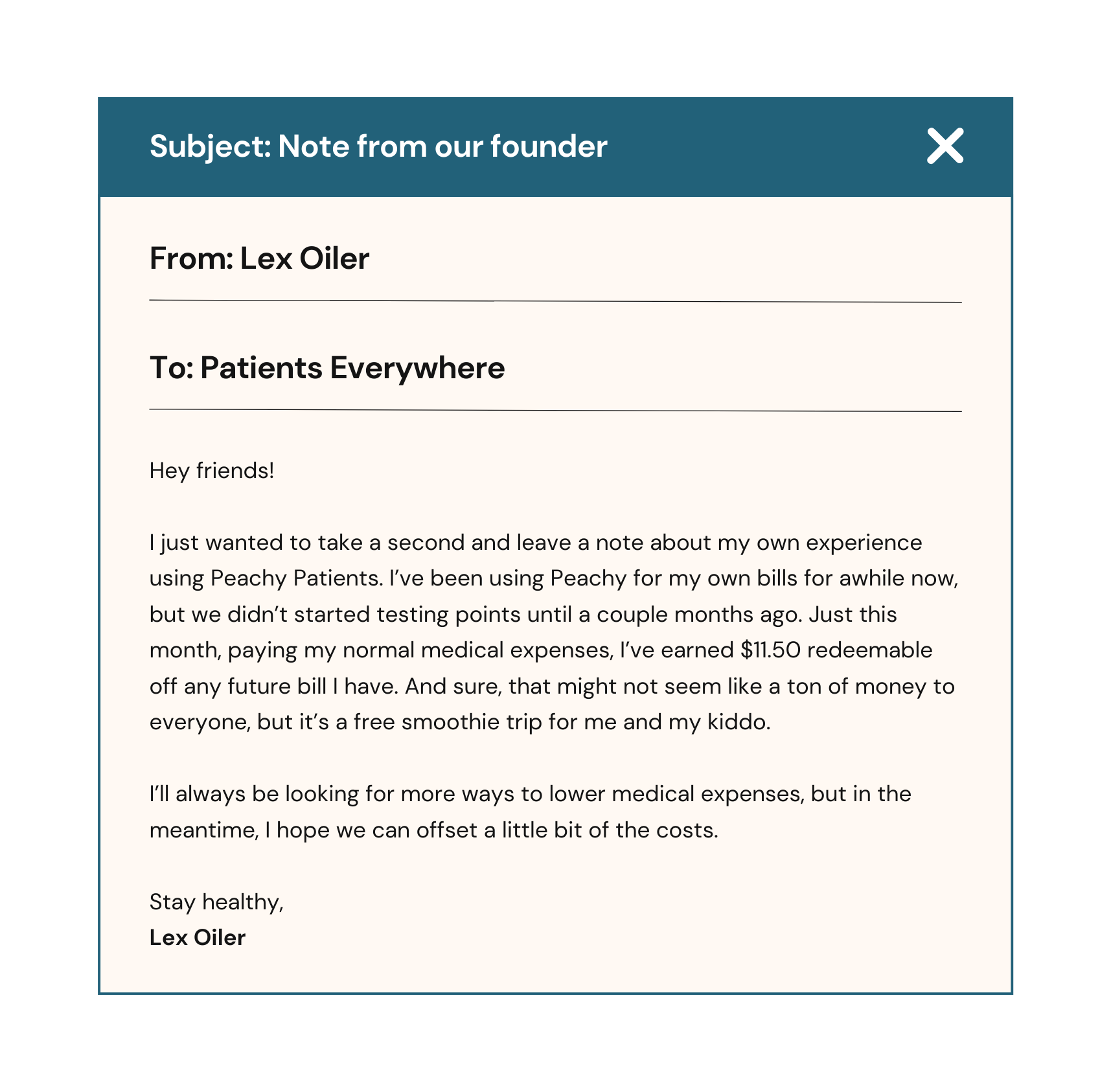 graphic: a note from our founder