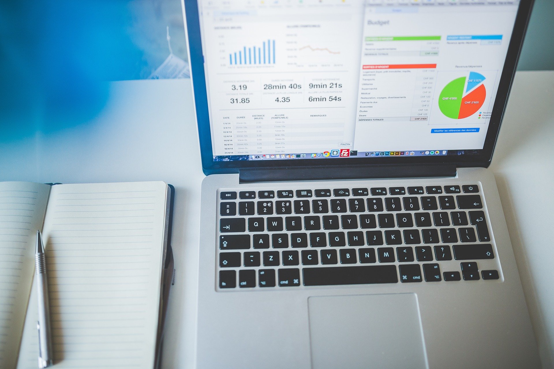 Image depicts a visualization of data for use in business. These charts and graphs can be used as business analytics to improve strategic decision making.