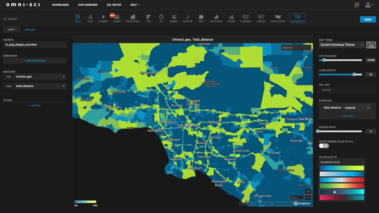 Interactive map from OmniSci with real-time rendering