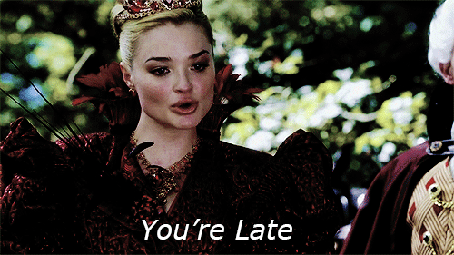 a gif showing the phrase you're late