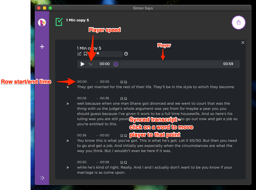 Completed transcript