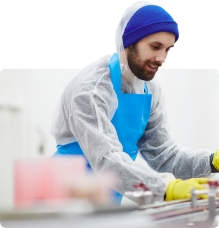 Man on food manufacturing line