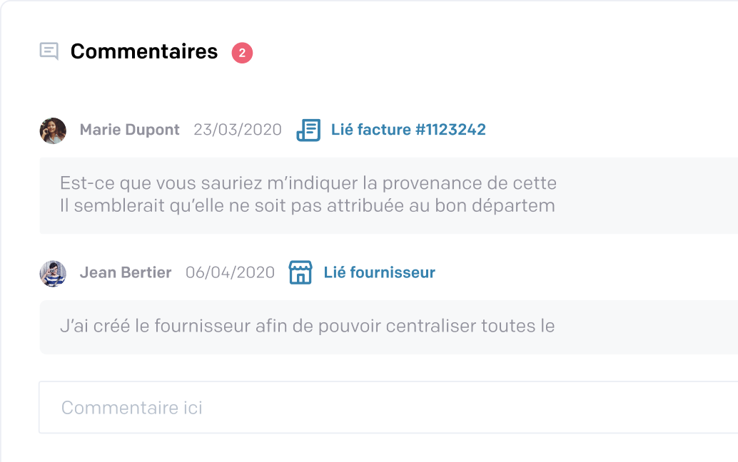 Dashboard regate représentant les commentaires