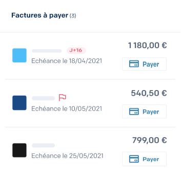 Élément de l'interface de l'application regate représentant les factures à payer