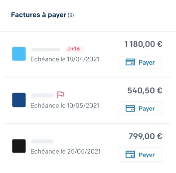Élément de l'interface de l'application regate représentant les factures à payer
