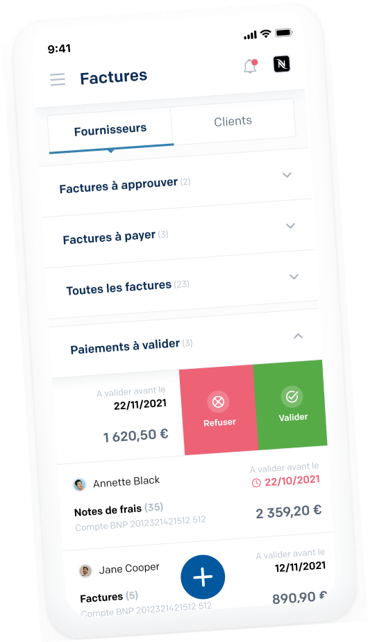 Notes de frais sur l'application regate