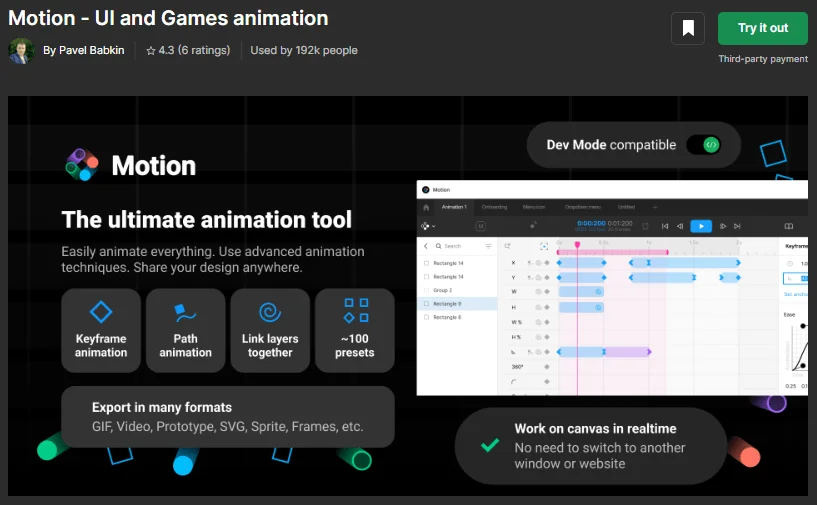 Motion - UI and Games Animation plugin on Figma