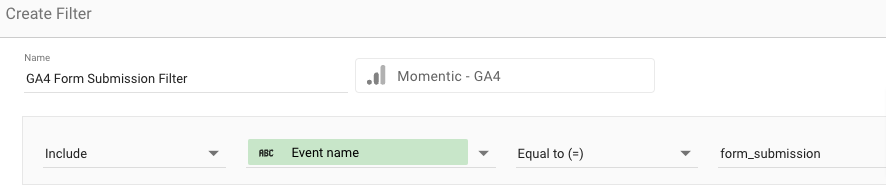 Looker Studio report filter for GA4 form submission conversion events