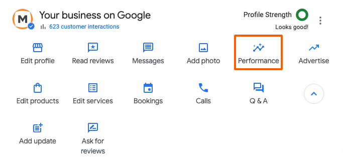 accessing the insights performance report in a Google Business Profile