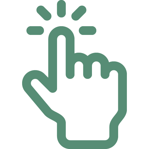A hand icon pointing up, symbolizing how the Swiftly retail tool makes every item clickable with link to product pages.